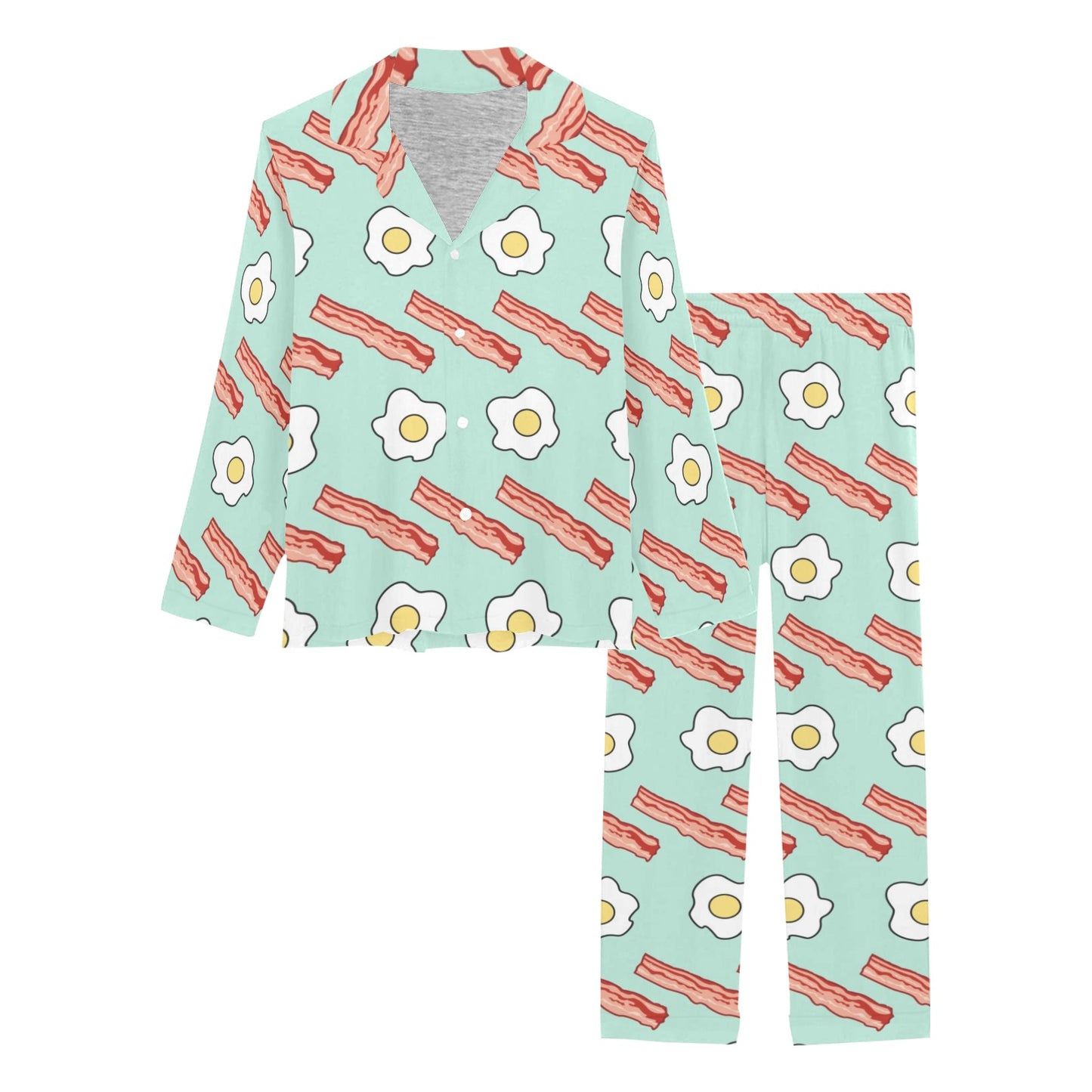 Bacon Sausage Pattern Print Design 01 Women's Long Pajama Set