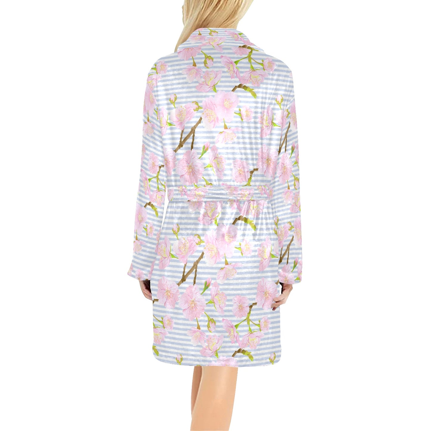 Pink Cherry Blossom Sakura Women's Fleece Robe