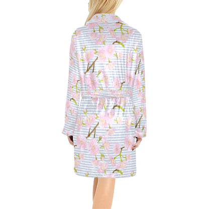 Pink Cherry Blossom Sakura Women's Fleece Robe