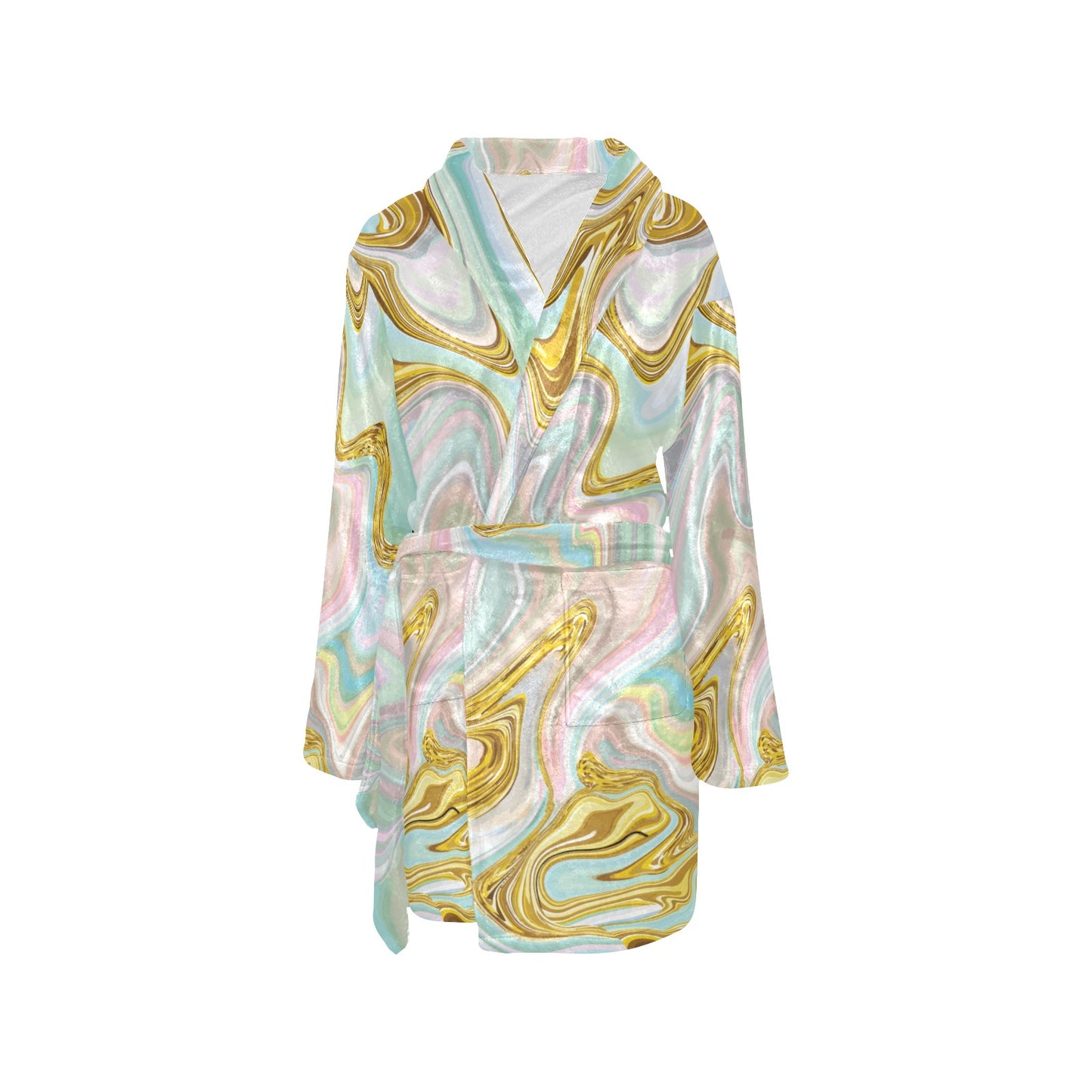 Gold Sweet Marble Women's Fleece Robe