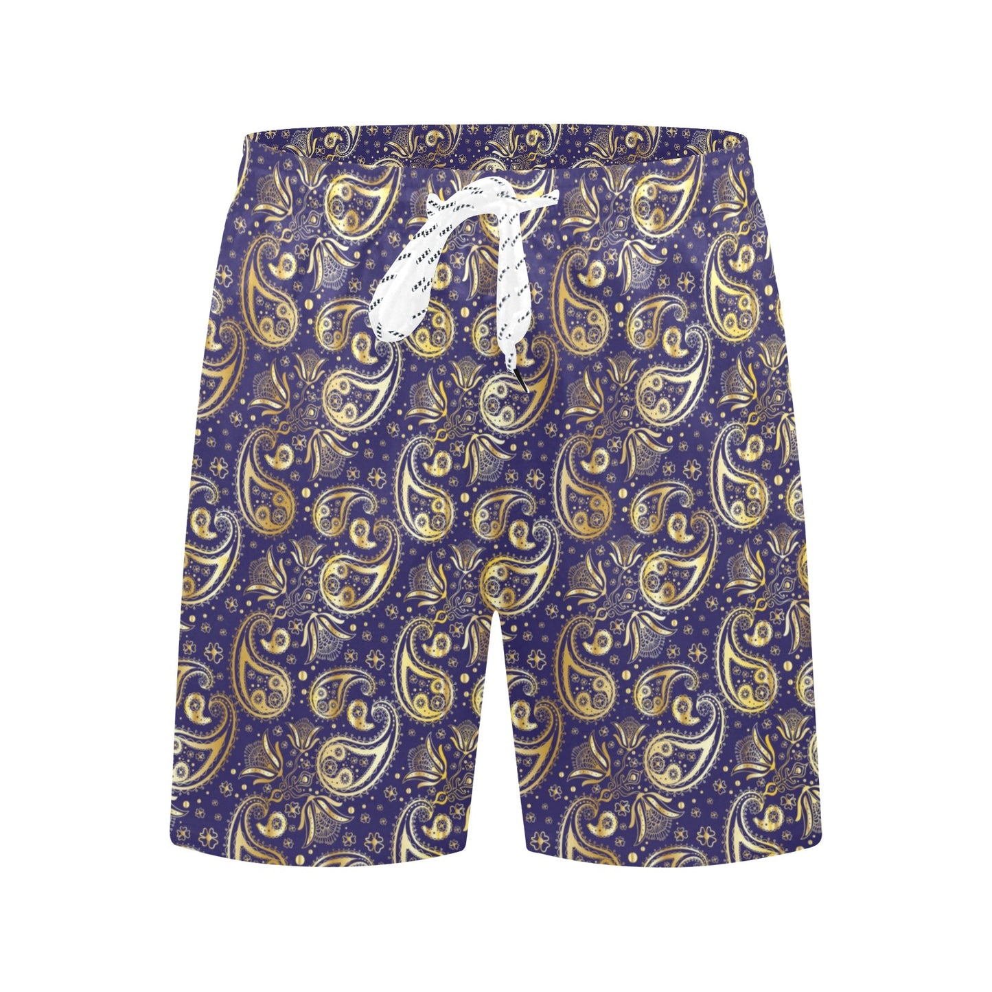 Paisley Blue Yellow Design Print Men's Swim Trunks Beach Shorts