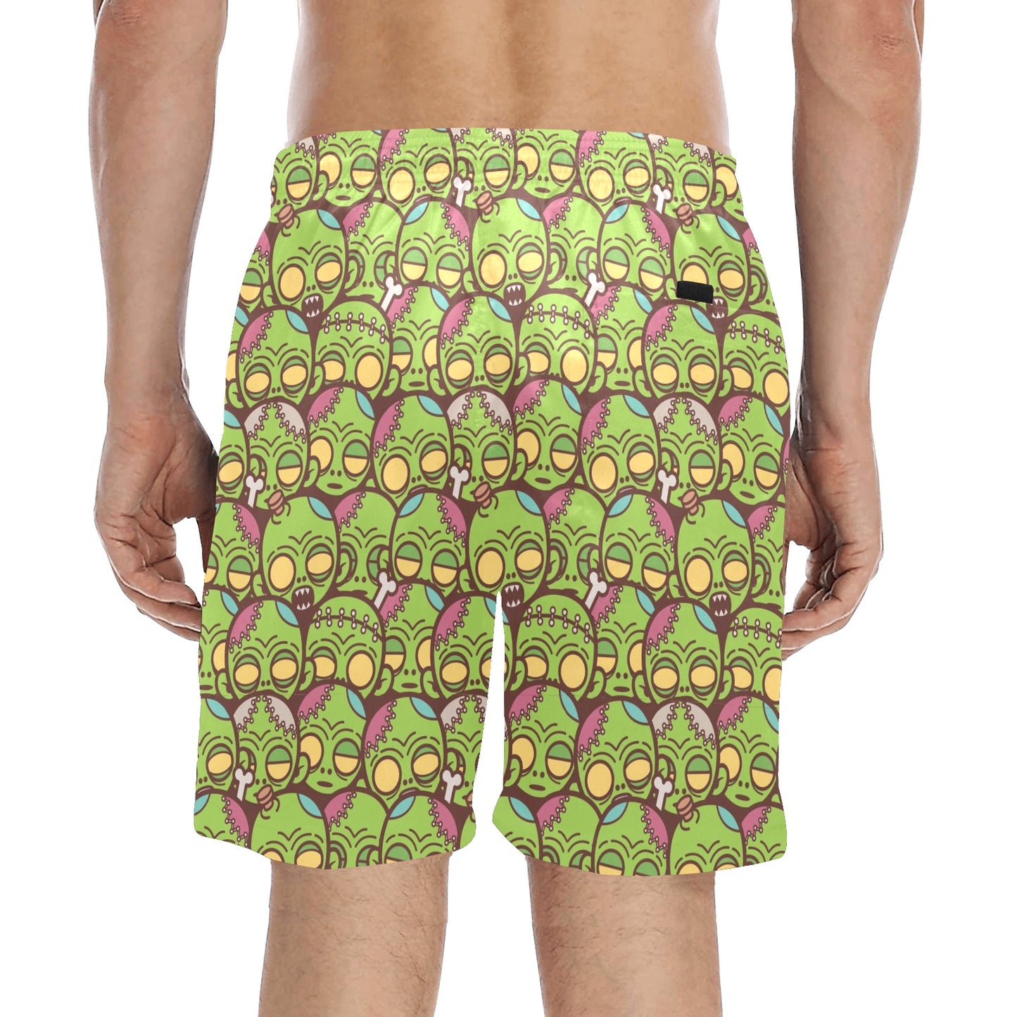 Zombie Head Design Pattern Print Men's Swim Trunks Beach Shorts