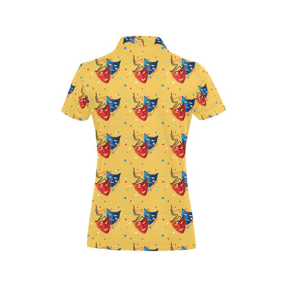 Acting Mask Pattern Print Design 02 Women's Polo Shirt
