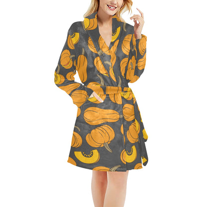 Pumpkin Pattern Print Design A03 Women's Fleece Robe