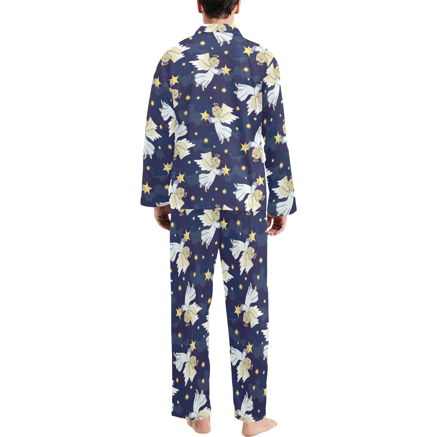 Angel Pattern Print Design 06 Men's Long Pajama Set