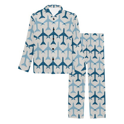 Airplane Pattern Print Design 04 Men's Long Pajama Set
