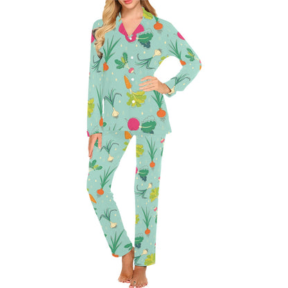 Radish Pattern Print Design A01 Women's Long Pajama Set