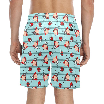 Ladybug Happy Print Pattern Men's Swim Trunks Beach Shorts