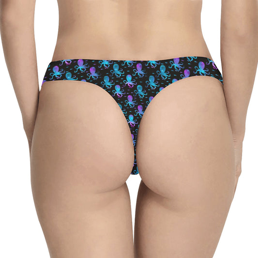 Octopus Blue Design Print Themed Women's Thongs