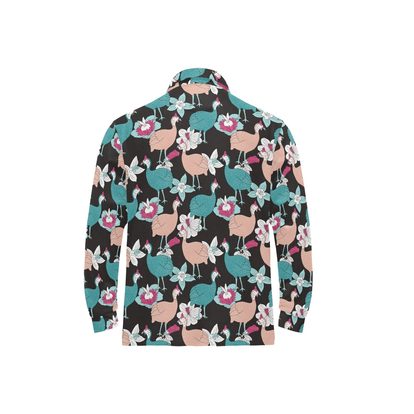 Guinea Fowl Pattern Print Design 03 Long Sleeve Polo Shirt For Men's