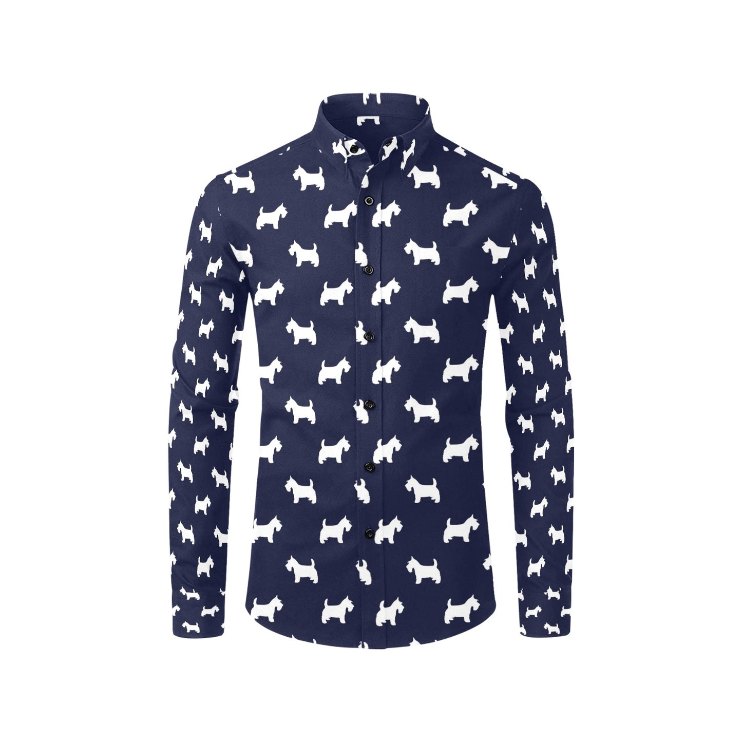 Scottish Terriers Print Design LKS3019 Men's Long Sleeve Dress Shirt
