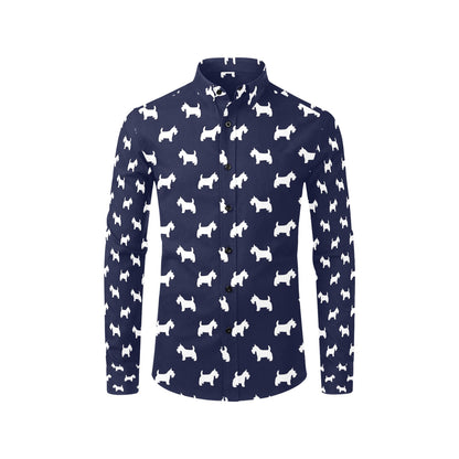 Scottish Terriers Print Design LKS3019 Men's Long Sleeve Dress Shirt