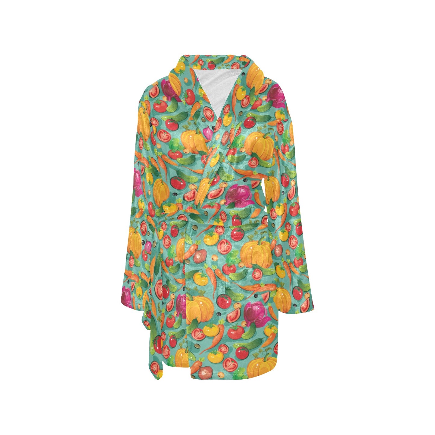 Vegan Colorful Themed Design Print Women's Fleece Robe
