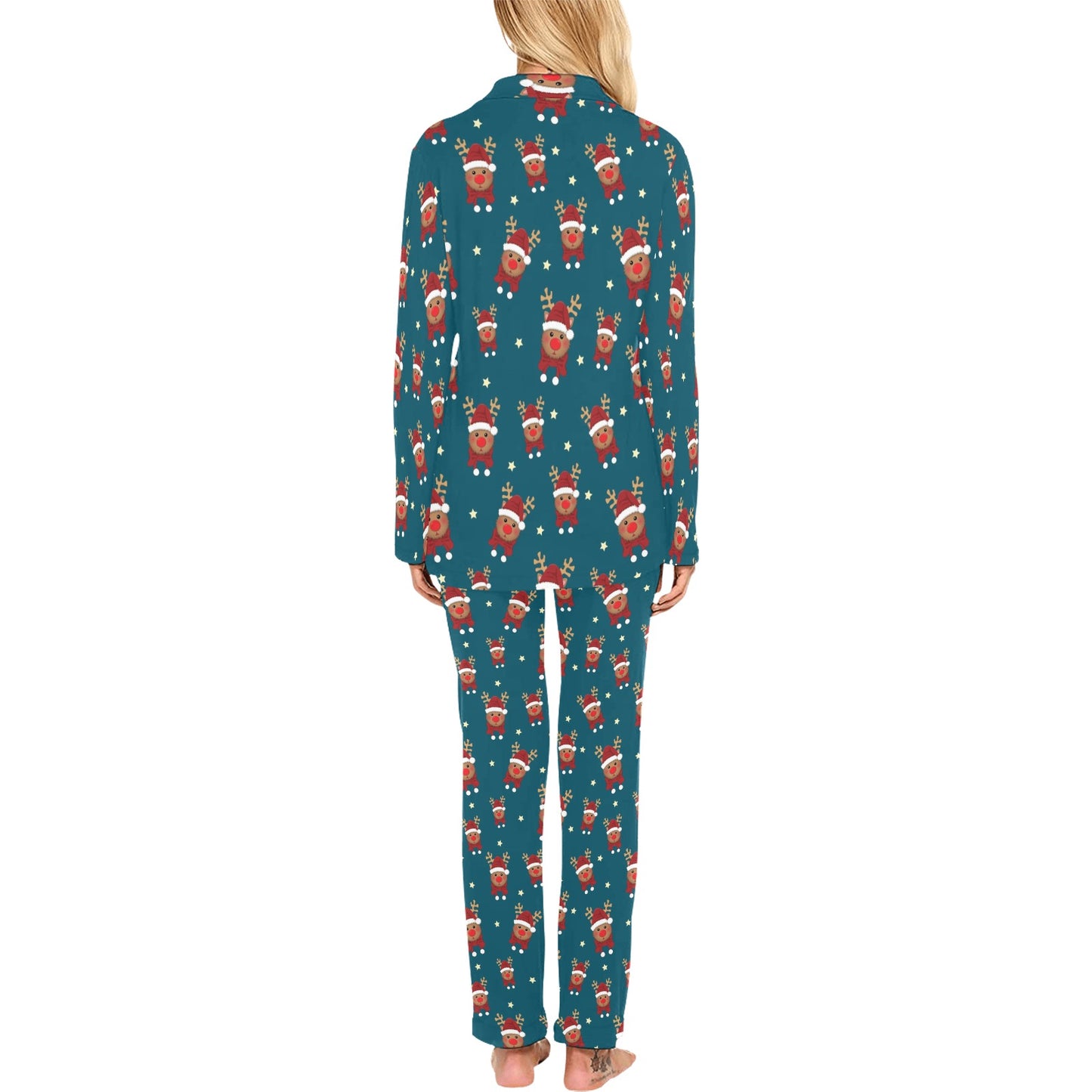 Reindeer Print Design LKS406 Women's Long Pajama Set