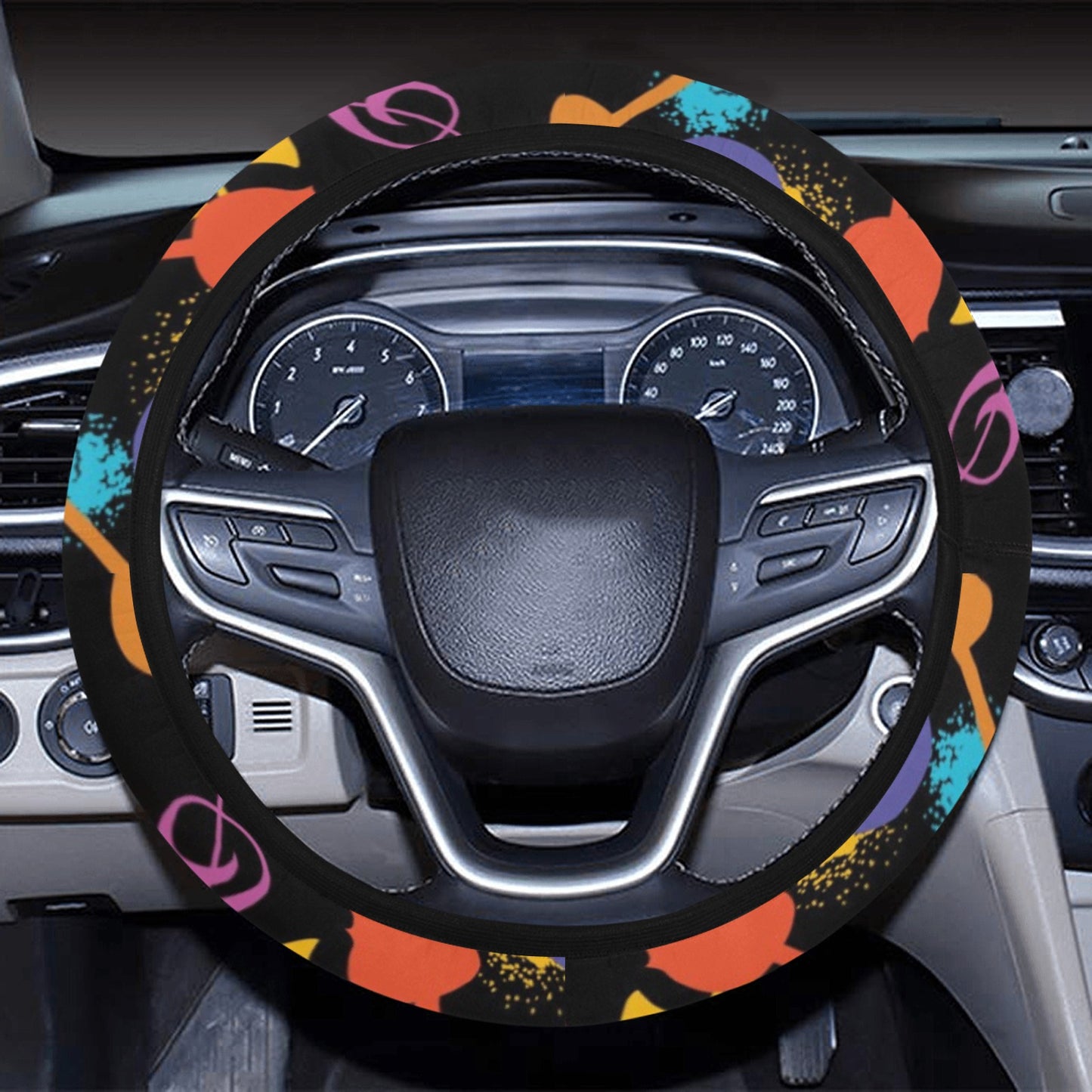 Saxophone Print Design LKS406 Steering Wheel Cover with Elastic Edge