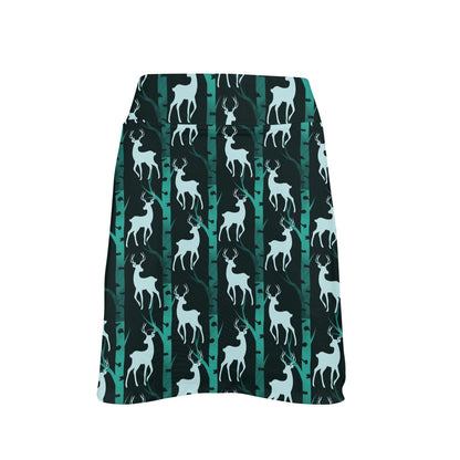 Deer Jungle Print Pattern 17" Golf & Pickleball Skort with Pockets