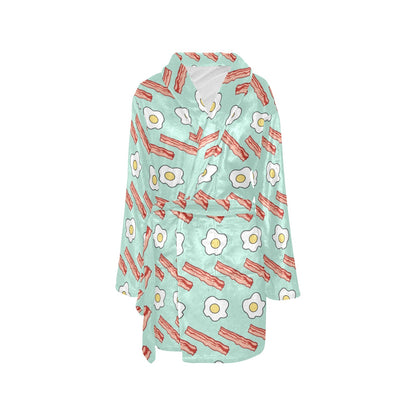 Bacon Sausage Pattern Print Design 01 Women's Fleece Robe