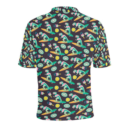 Surfboard T Rex Print Design LKS301 Men Polo Shirt