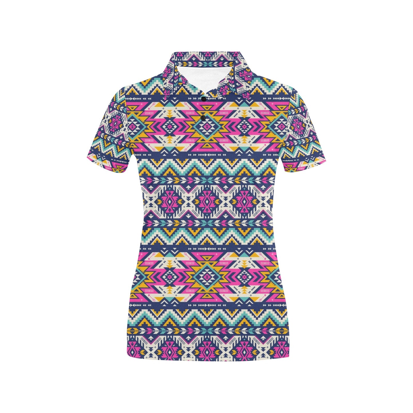 Aztec Pink Geometric Print Pattern Women's Polo Shirt