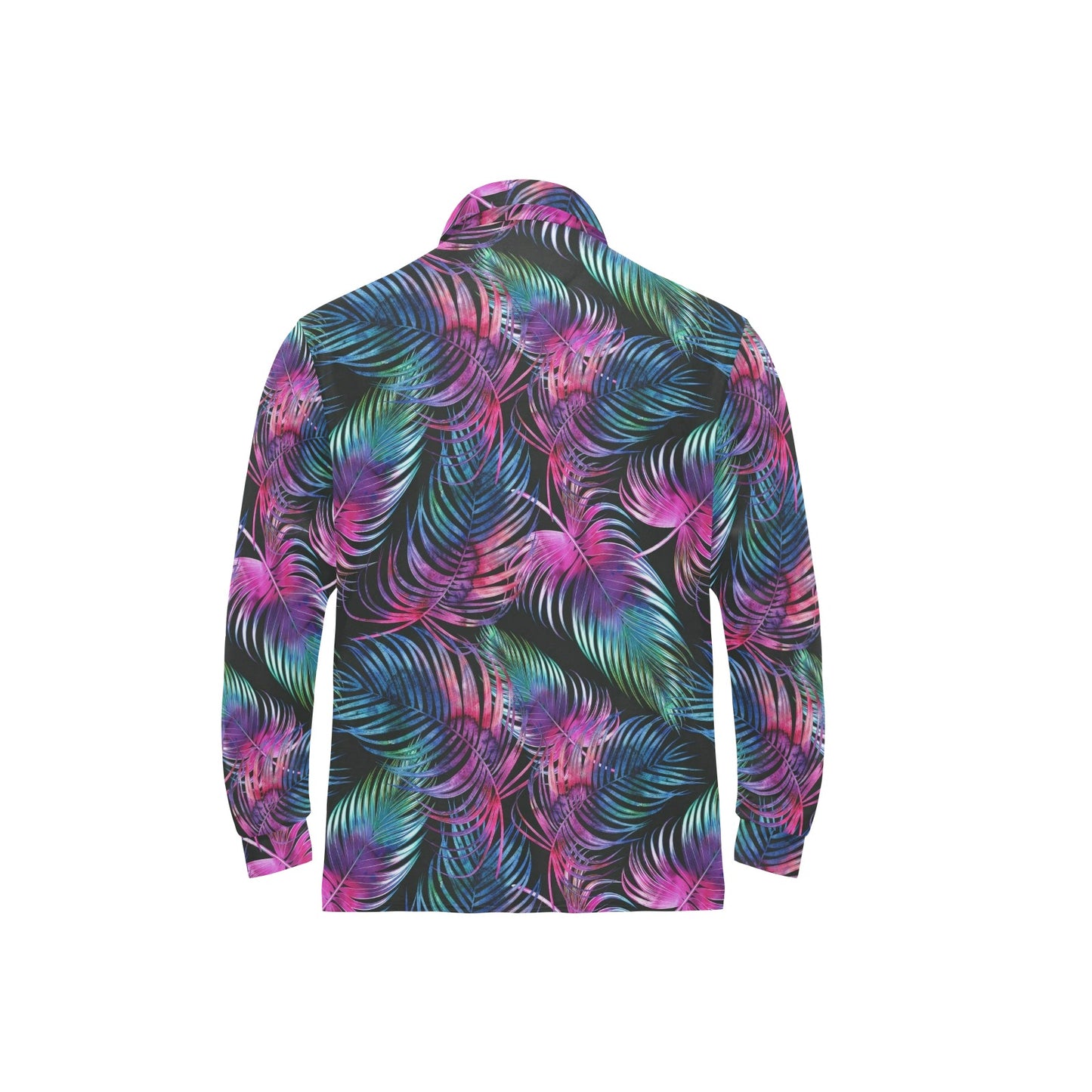 Palm Leaves Pattern Print Design PL010 Long Sleeve Polo Shirt For Men's
