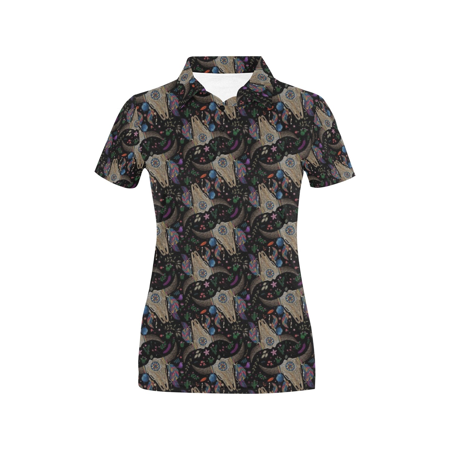 Buffalo Head Print Design LKS401 Women's Polo Shirt