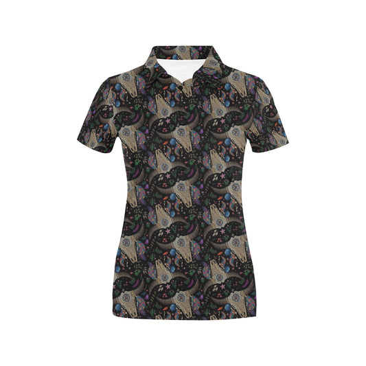 Buffalo Head Print Design LKS401 Women's Polo Shirt