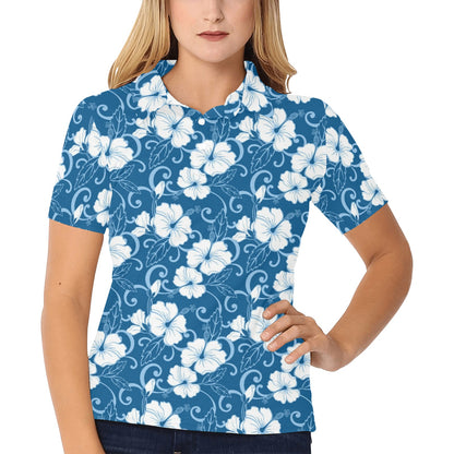Hibiscus Pattern Print Design HB03 Women's Polo Shirt
