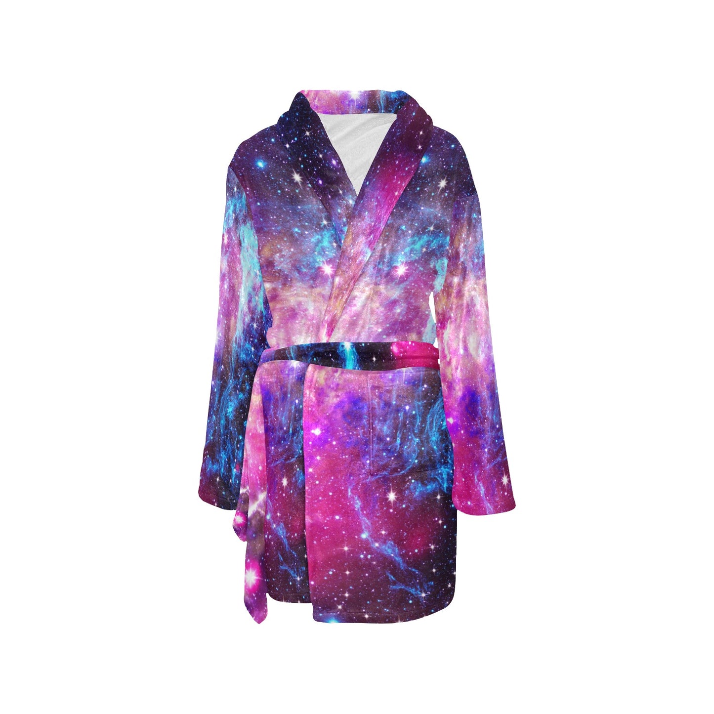 Galaxy Night Purple Space Print Women's Fleece Robe