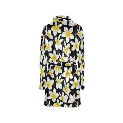 Yellow Plumeria Hawaiian Flowers Women's Fleece Robe