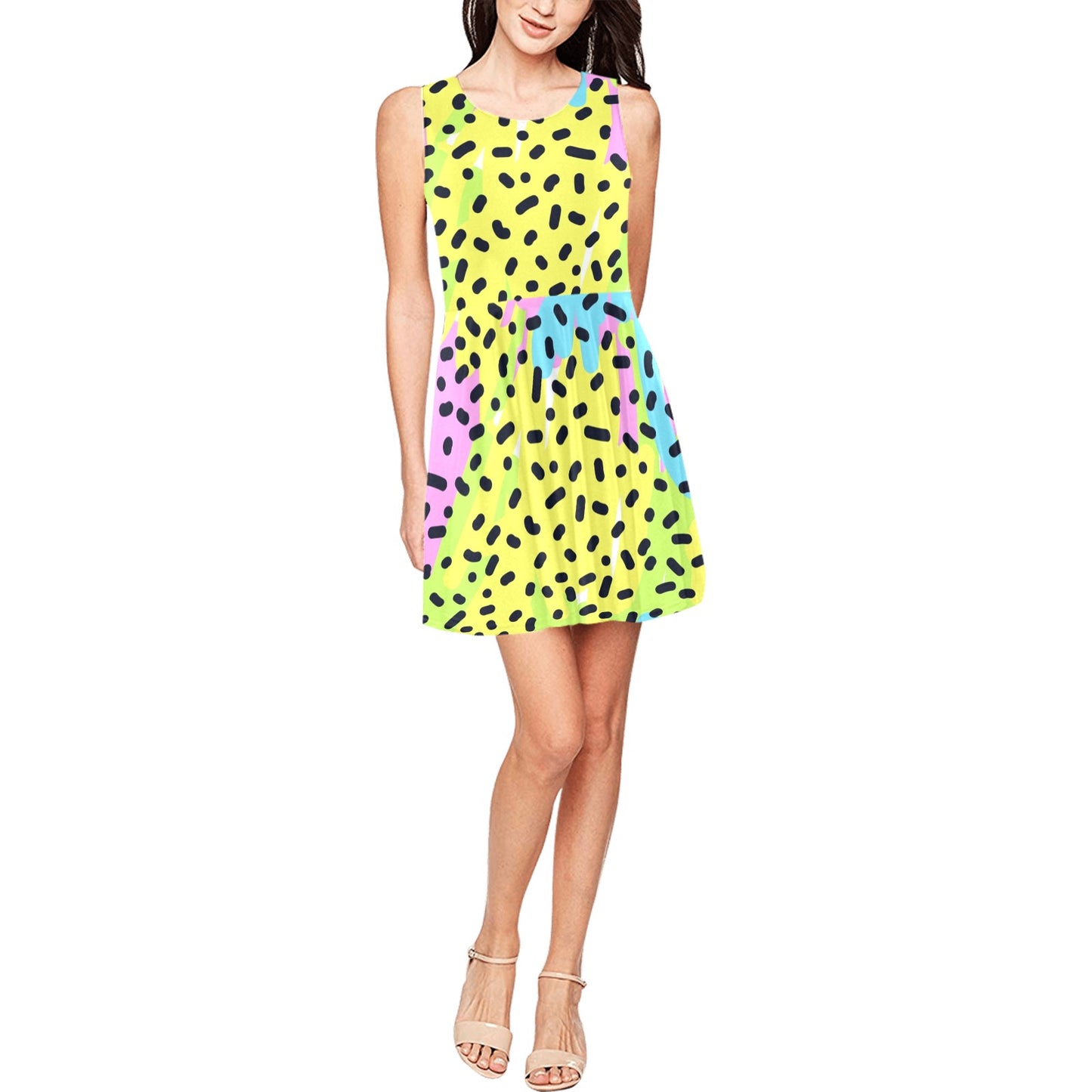 90s Pattern Print Design 2 Sleeveless Dress