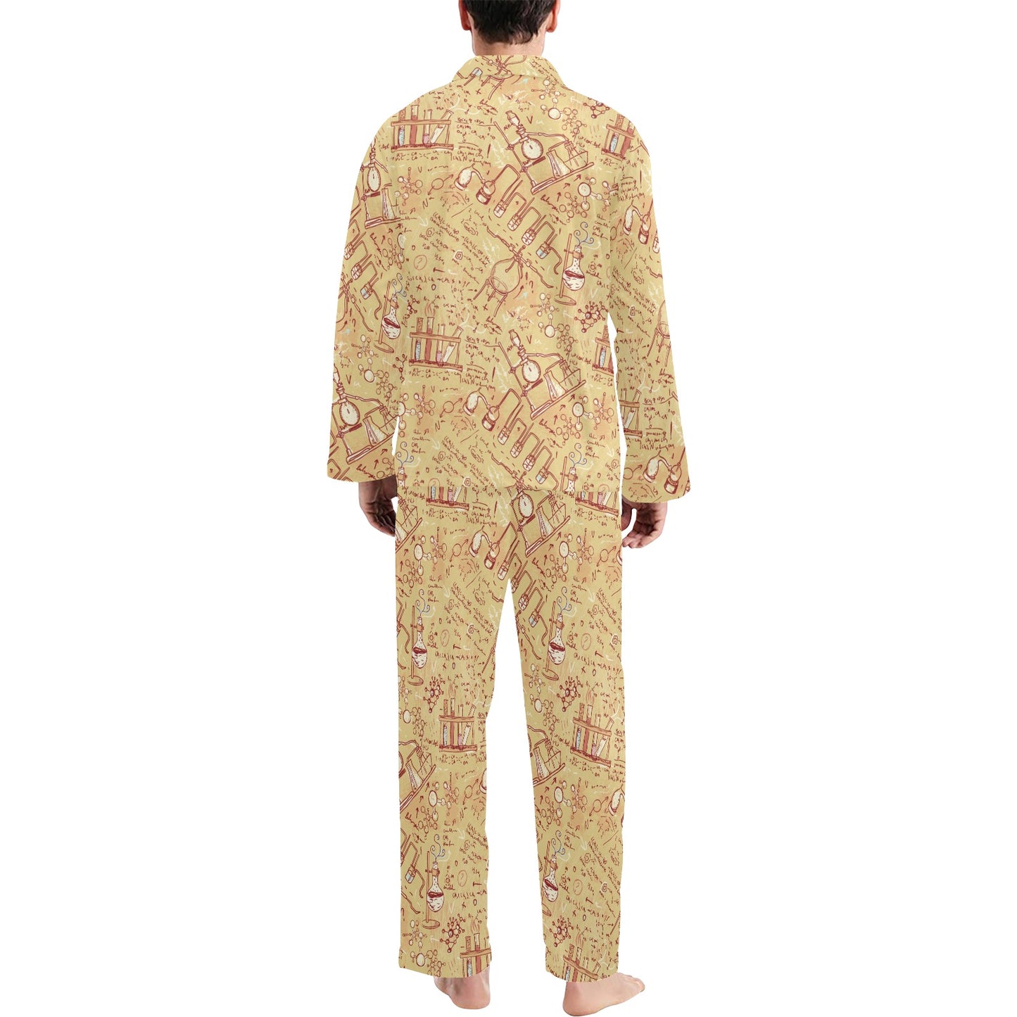 Chemical Pattern Print Design 01 Men's Long Pajama Set