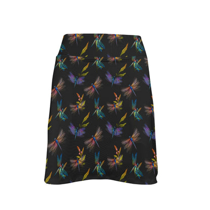 Dragonfly Colorful Realistic Print 17" Golf & Pickleball Skort with Pockets