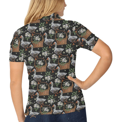 Goose Print Design LKS406 Women's Polo Shirt