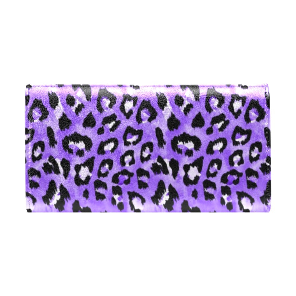 Leopard Purple Skin Print Women's Trifold Wallet