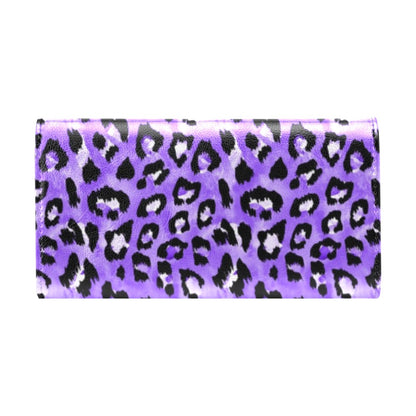 Leopard Purple Skin Print Women's Trifold Wallet