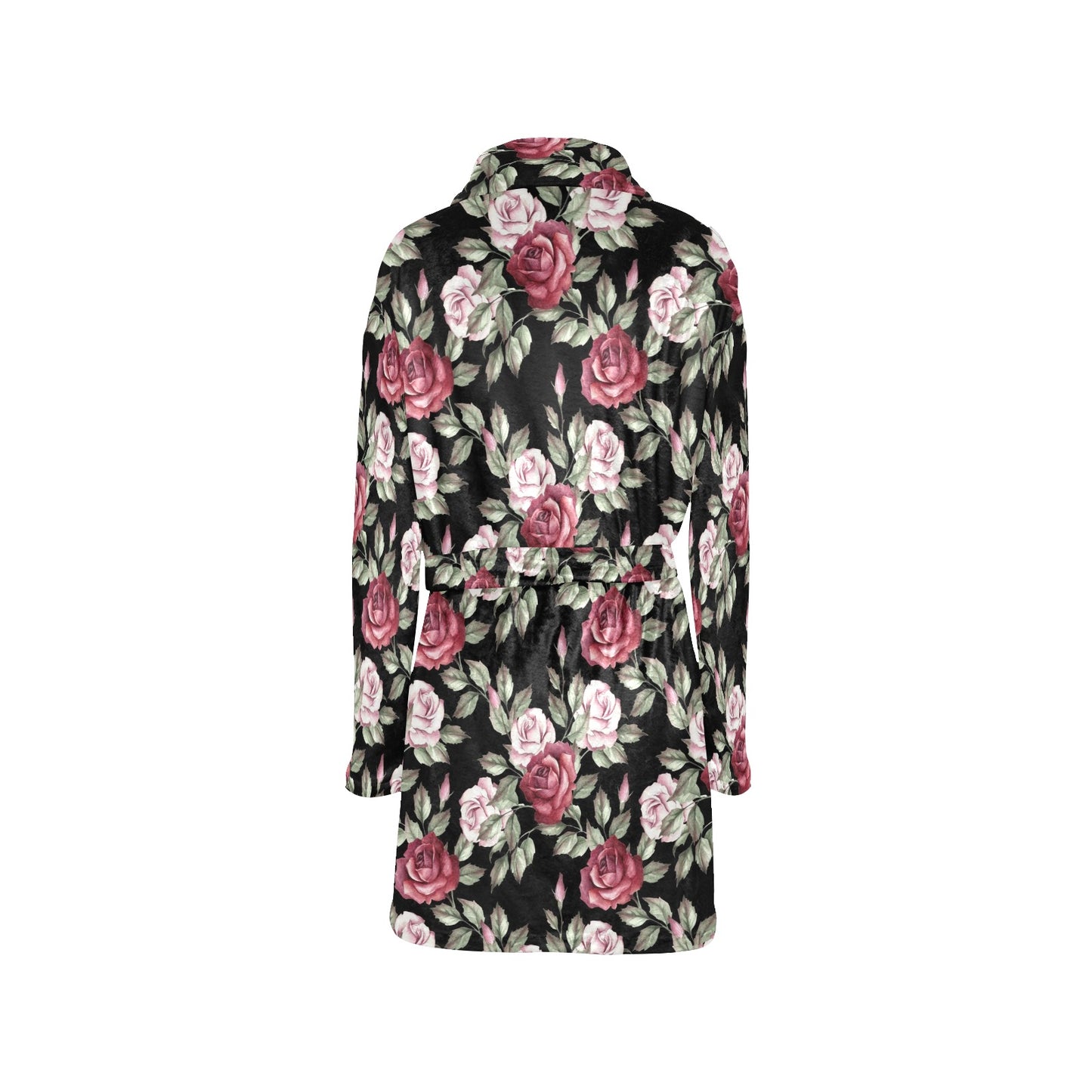 Rose Red Pink Pattern Print Design RO03 Women's Fleece Robe