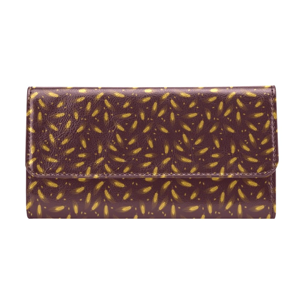 Agricultural Gold Wheat Print Pattern Women's Trifold Wallet