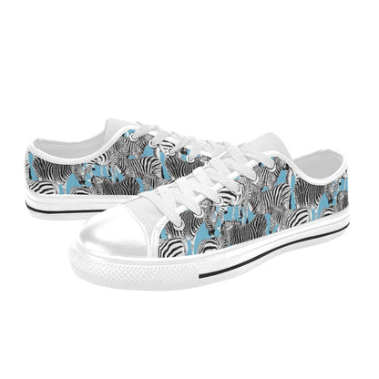 Zebra Print Design LKS305 Women's White Low Top Shoes