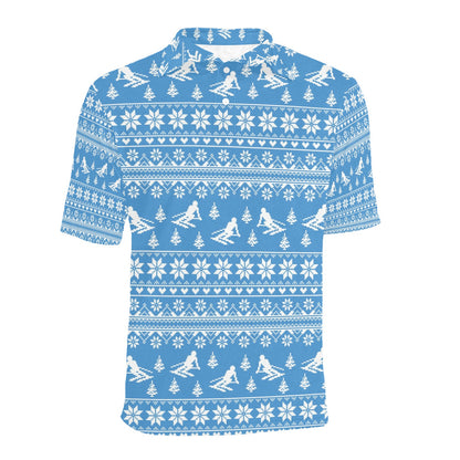 Ski Knit Pattern Print Design LKS302 Men Polo Shirt