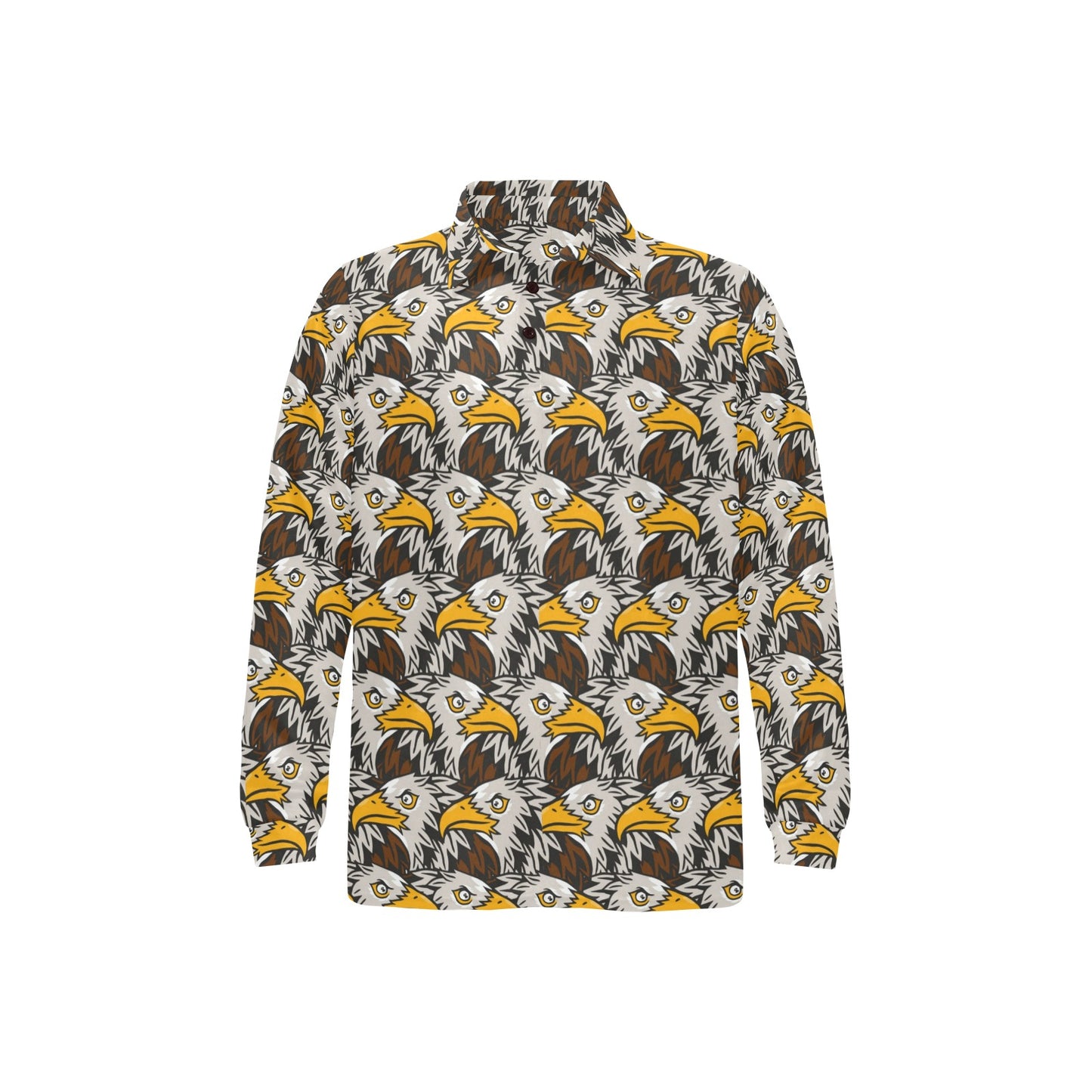 Eagles Head Pattern Long Sleeve Polo Shirt For Men's
