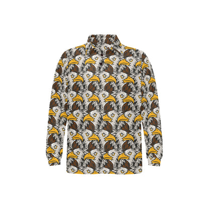 Eagles Head Pattern Long Sleeve Polo Shirt For Men's