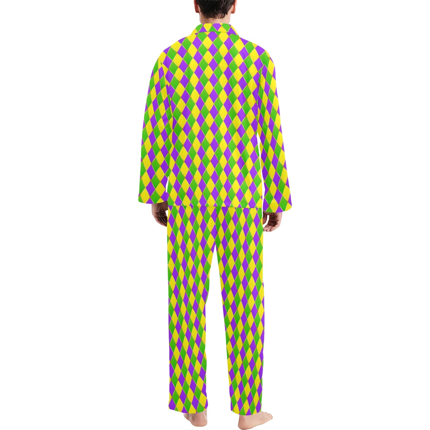 Mardi Gras Pattern Print Design 01 Men's Long Pajama Set