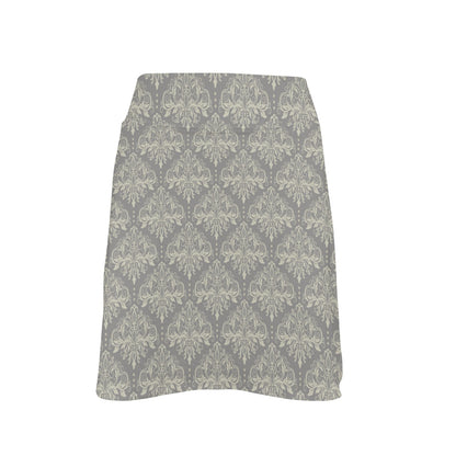 Damask Grey Elegant Print Pattern 17" Golf & Pickleball Skort with Pockets