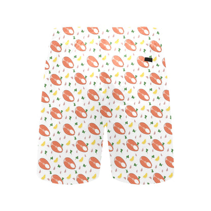 Salmon Steak Print Design LKS303 Men's Swim Trunks Beach Shorts