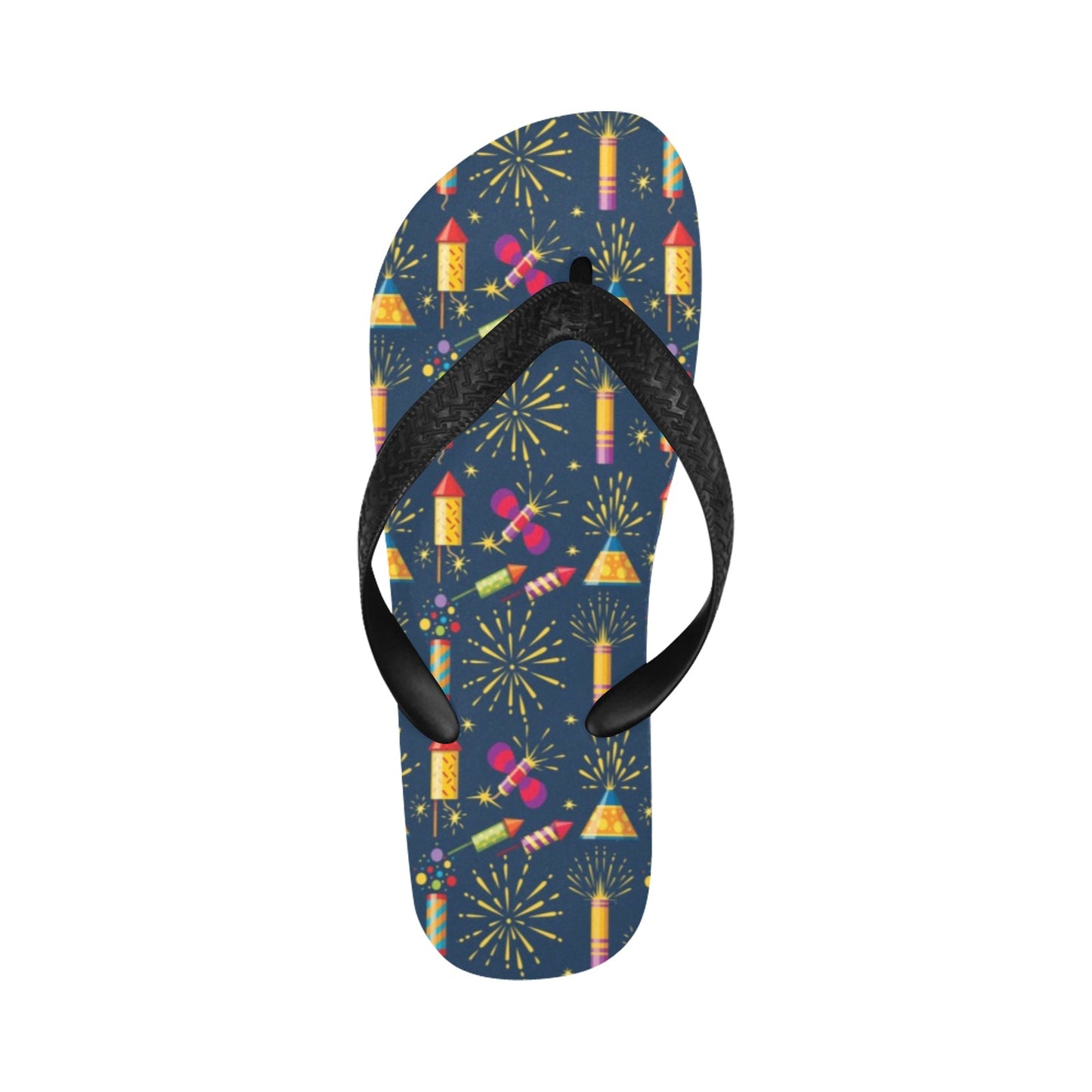 Firework Sparkling Rockets Print Design LKS306 Flip Flops