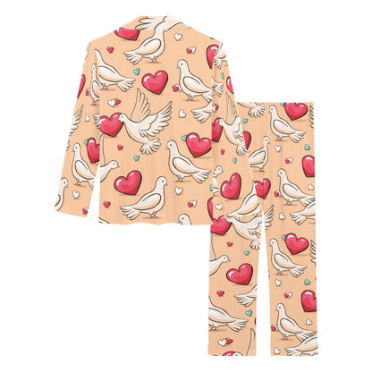 Pigeon Heart Pattern Print Design 04 Women's Long Pajama Set