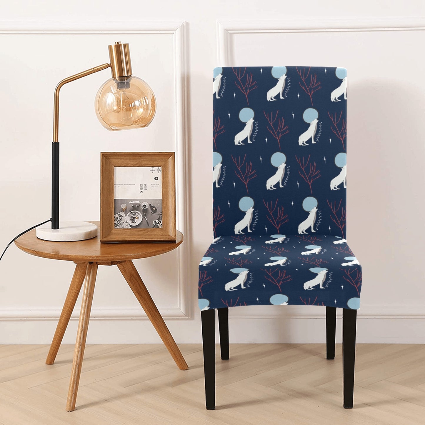 Wolf Moon Print Design LKS304 Dining Chair Slipcover