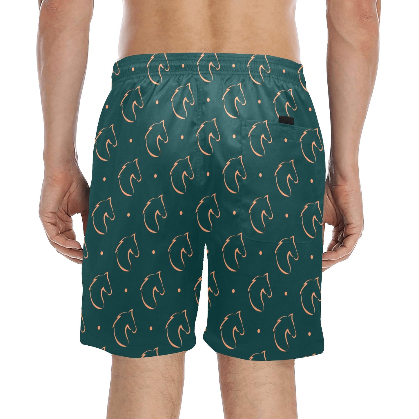 Horse Head Print Design LKS302 Men's Swim Trunks Beach Shorts