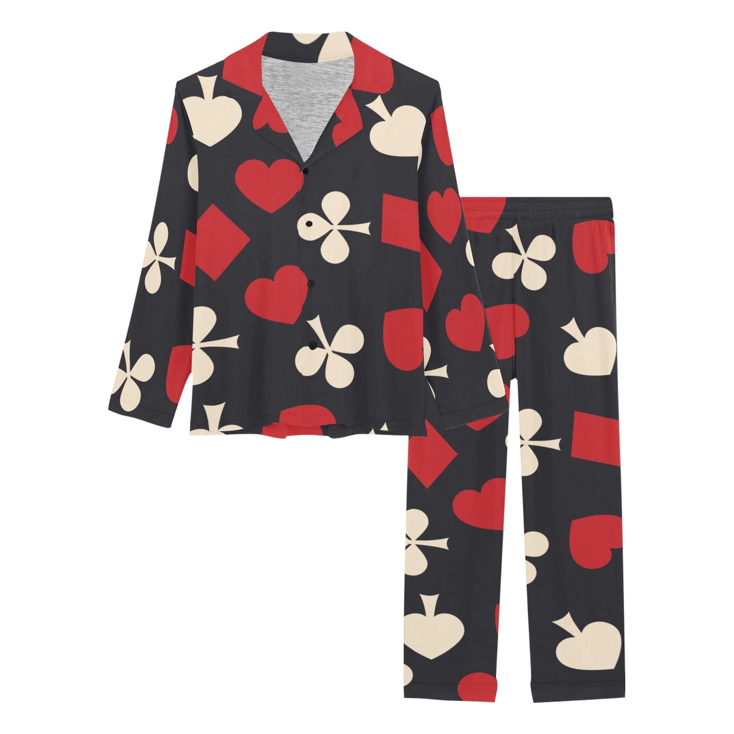 Poker Cards Pattern Print Design A02 Women's Long Pajama Set