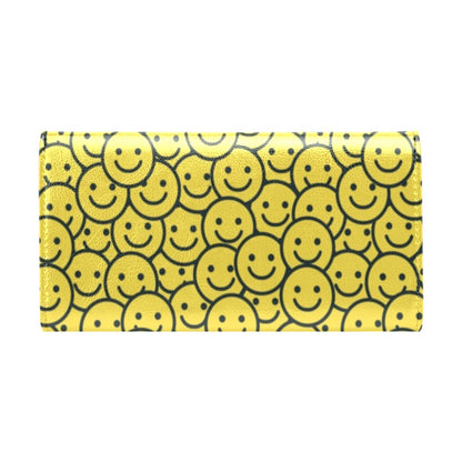 Smiley Face Emoji Print Design LKS302 Women's Trifold Wallet